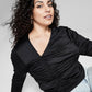 And Now This Women's Asymmetrical Ruched Top Black Size 0X