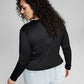 And Now This Women's Asymmetrical Ruched Top Black Size 0X