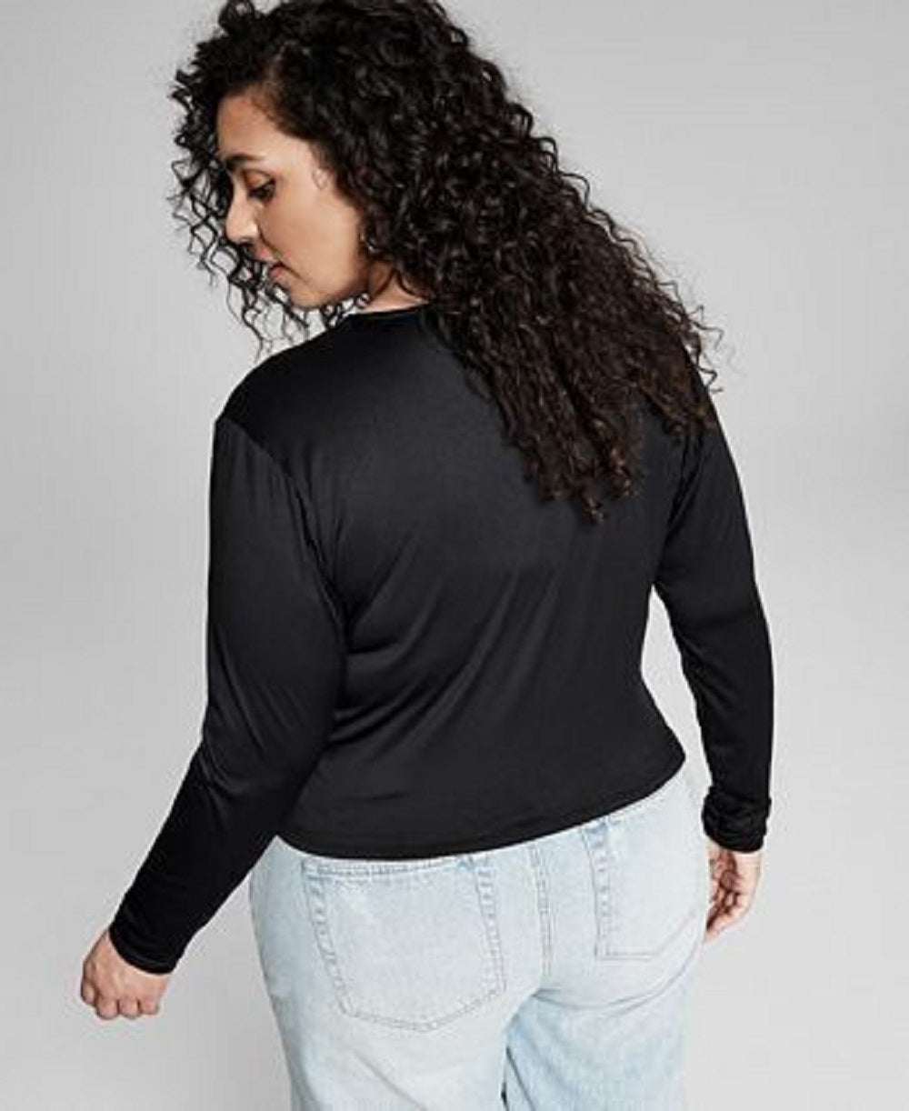 And Now This Women's Asymmetrical Ruched Top Black Size 0X