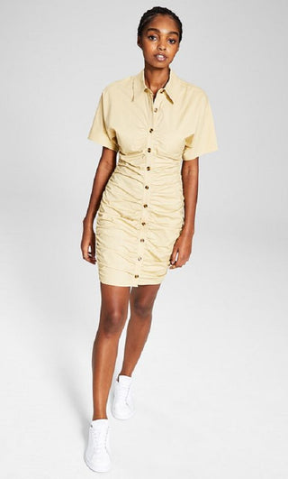 And Now This Women's Button Front Dress Brown Size Large