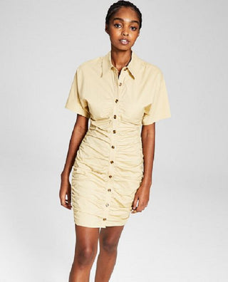 And Now This Women's Button Front Dress Brown Size Large