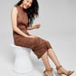 And Now This Women's Ribbed Mock Neck Bodycon Dress Brown Size Small