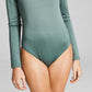 And Now This Women's Long Sleeve Crewneck Bodysuit Green Size Medium