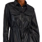 Kit & Sky Junior's Faux Leather Shirtdress Black Size Large
