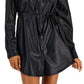Kit & Sky Junior's Faux Leather Shirtdress Black Size Large