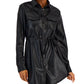Kit & Sky Junior's Faux Leather Shirtdress Black Size Large