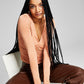 And Now This Women's Ruched Long Sleeve V Neck Knit Top Brown Size L