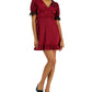 Kit & Sky Womens Junior's Satin Lace Trim Cocktail and Party Dress Red Size XX-Small