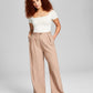 And Now This Women's High-Rise Wide Leg Textured Trouser Pants Brown Size Large