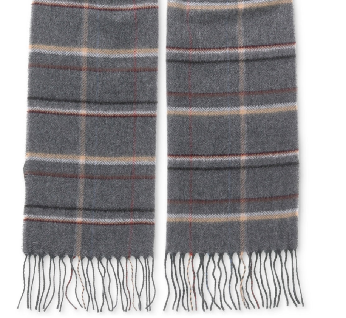 V. Fraas Men's Patterned Cashmink Scarf Gray Size Regular