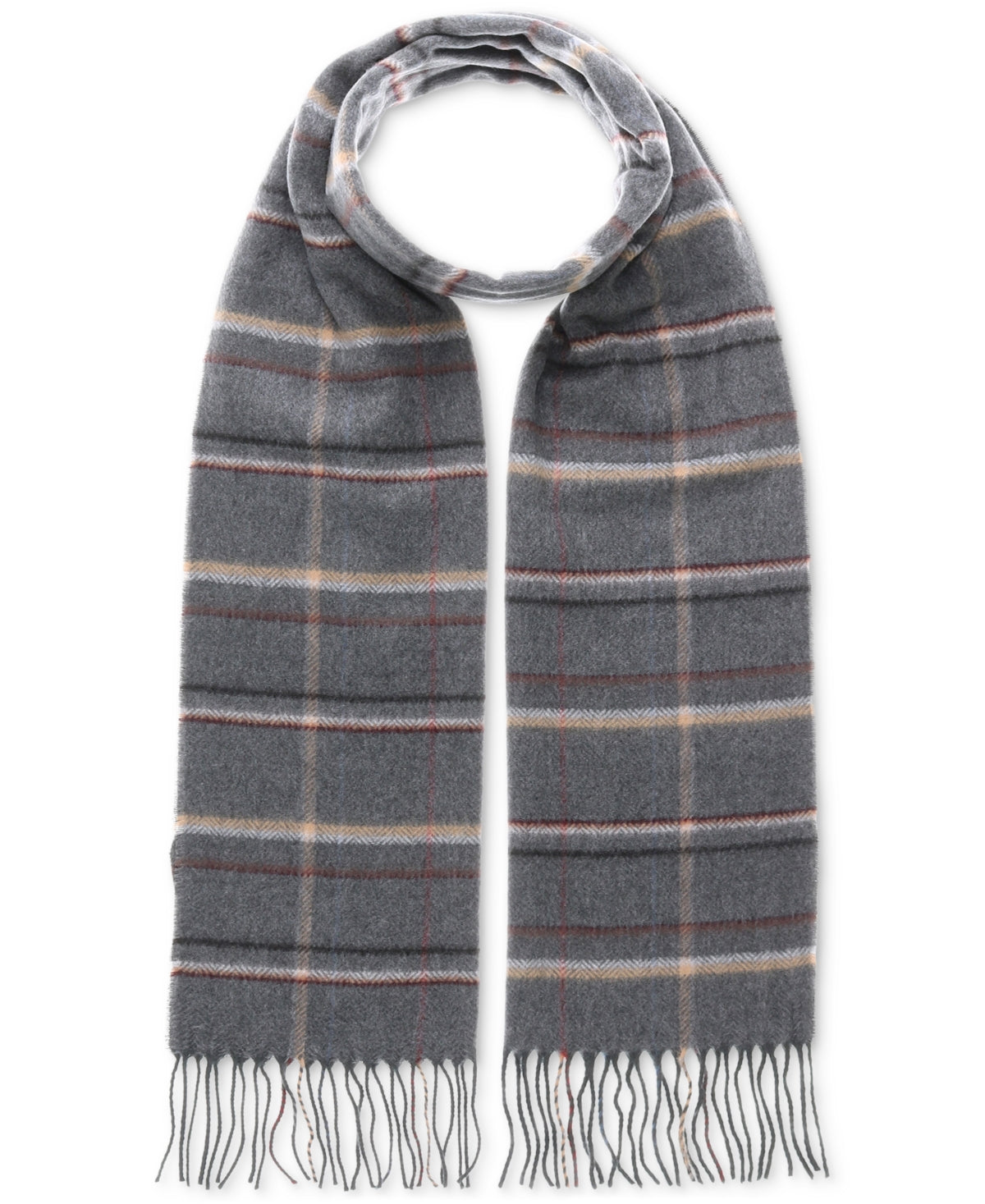 V. Fraas Men's Patterned Cashmink Scarf Gray Size Regular