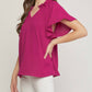 Entro - Ruffled Flutter Sleeve Blouse