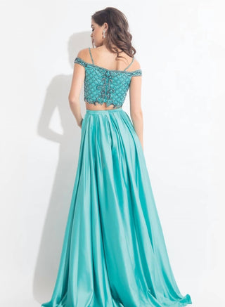 Rachel Allan - Beaded Charmeuse Two-piece Gown