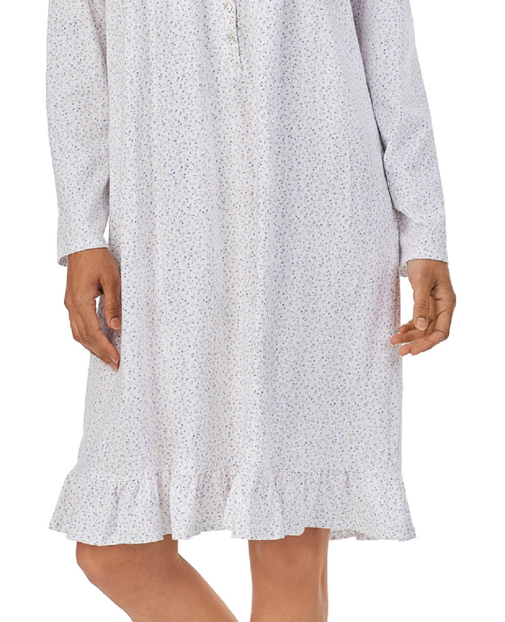 Eileen West Women's Lace Trim Cotton Jersey Nightgown White Size Large