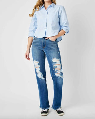 Judy Blue - Women's Destroyed Dad Jeans