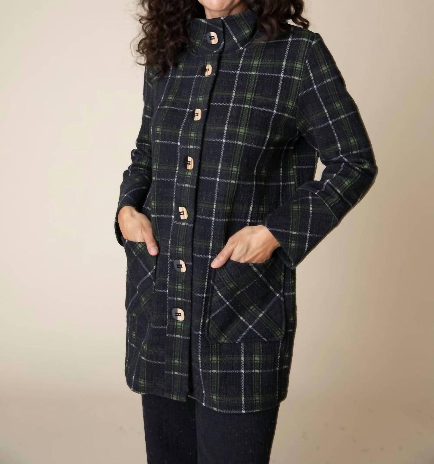 Habitat - Speckle Knit Plaid Car Coat