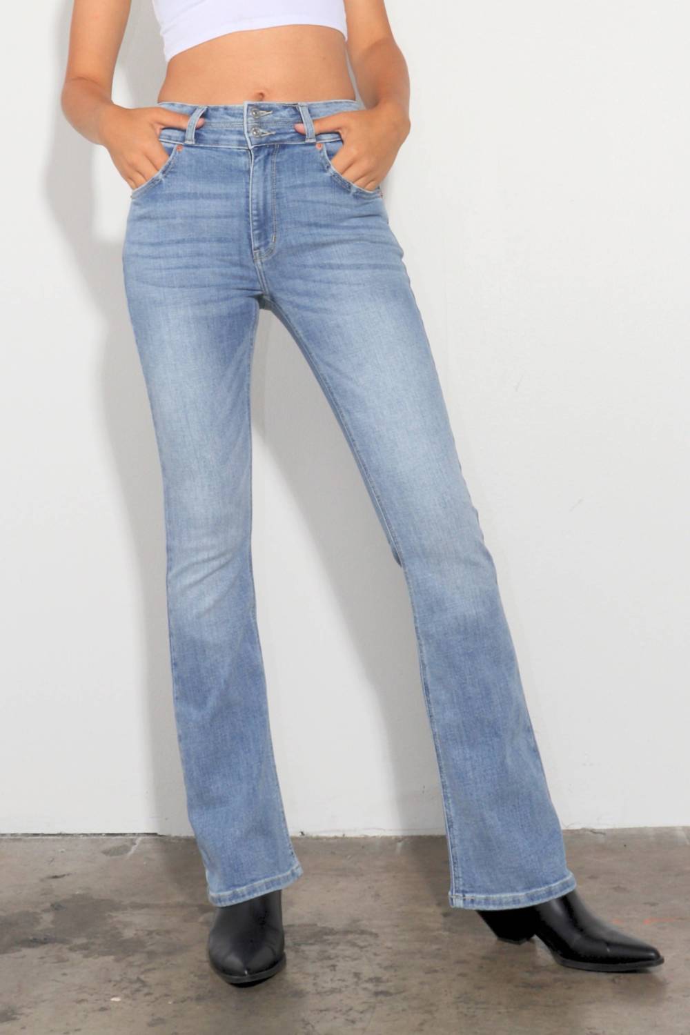 Artemis Vintage - Women's High Rise Stretch Double Waist Bootcut Jeans