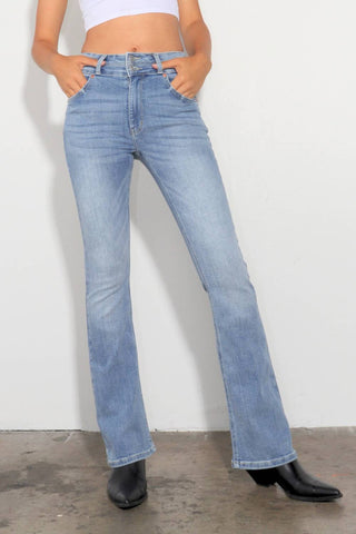 Artemis Vintage - Women's High Rise Stretch Double Waist Bootcut Jeans