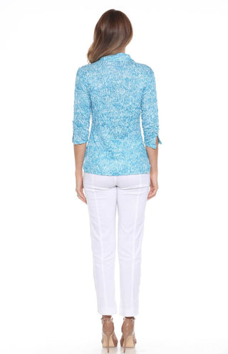 Carine - Aqua Ripples Sabrina Button Down Shirt