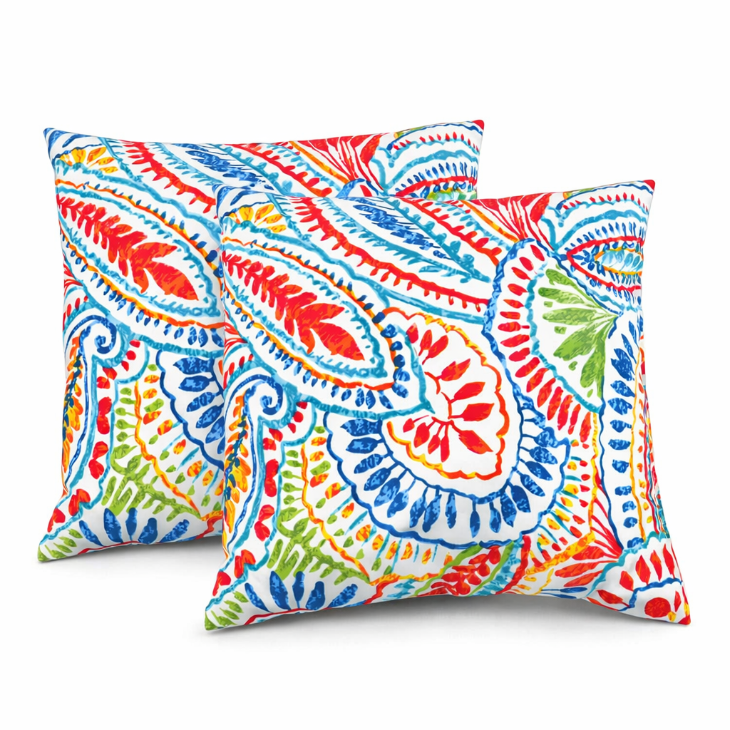 2 Pack Outdoor Throw Pillows (18x18 Inch)