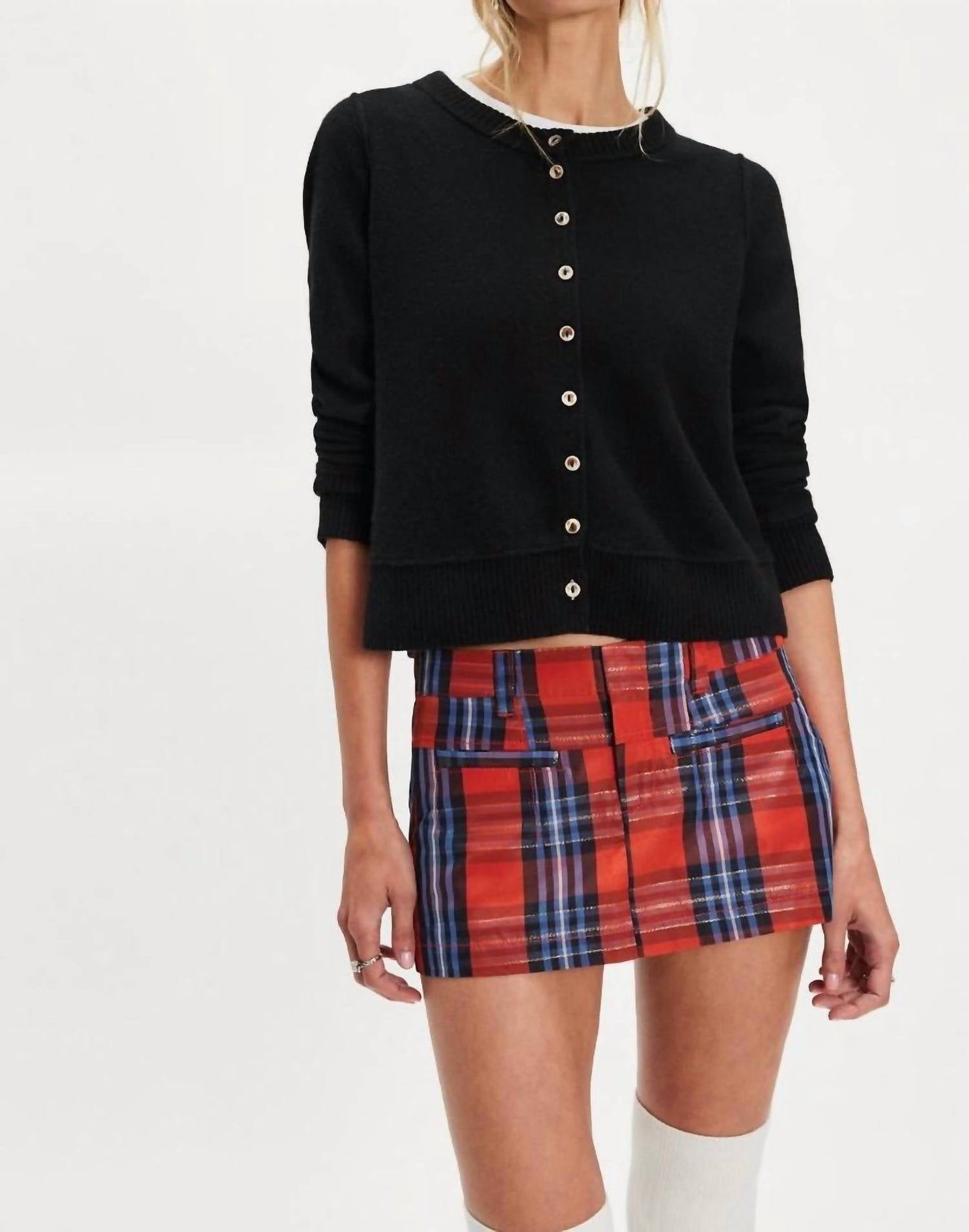 Free People - Mille-Fleurs Plaid Micro Skirt