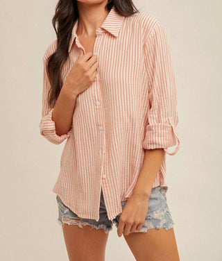 Hem & Thread - Callie Oversized Stripe Button Down Shirt