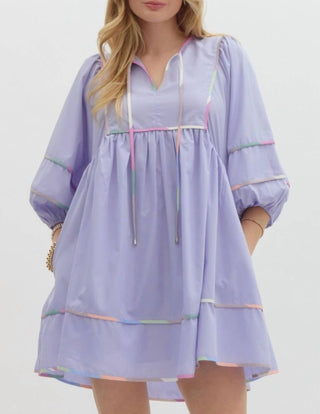 Entro - Split V-neck Puff Dress