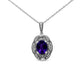 .925 Sterling Silver Diamond Accent and 9x7mm Purple Oval Amethyst Gemstone Pendant 18" Necklace (I-J Color, I1-I2 Clarity)