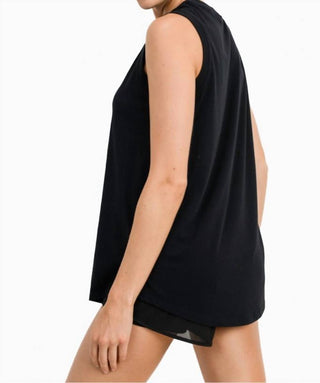 Mono B - Notched Sleeveless Flowy Tank Top