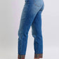 Judy Blue - Mid-rise Plaid Print Cuff Boyfriend Jeans