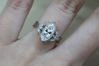 Allyanna Gifts - Women's Sterling Silver 2.0ct Marquise Moissanite Cluster Ring