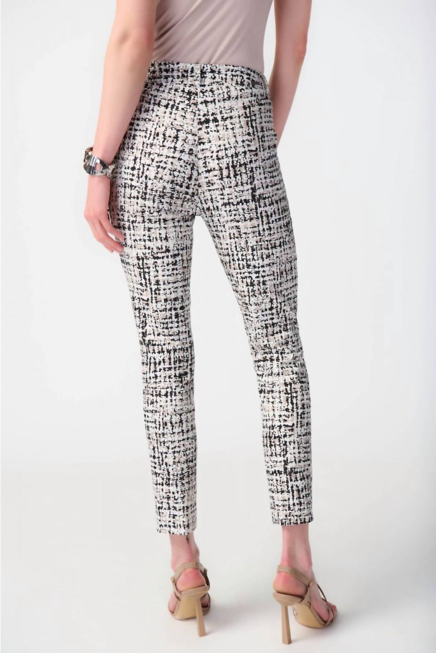 Joseph Ribkoff - Check Print Pull On Slim Cropped Ankle Pant