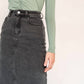 Recollection Brand - Frayed Hem Asymmetrical Stretch Denim Maxi Skirt