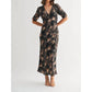 Fun 2 Fun - Leaf Print Satin Midi Dress