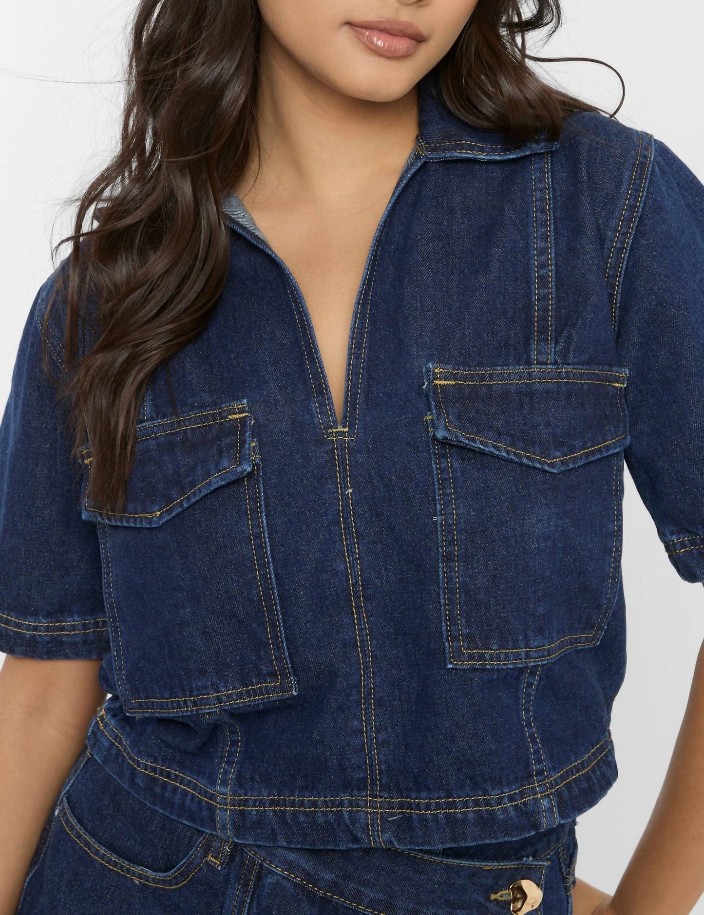 Tcec - Short Sleeve Jean Skort Set