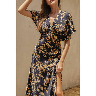 Dress Forum - Flutter Sleeve Satin Maxi Dress