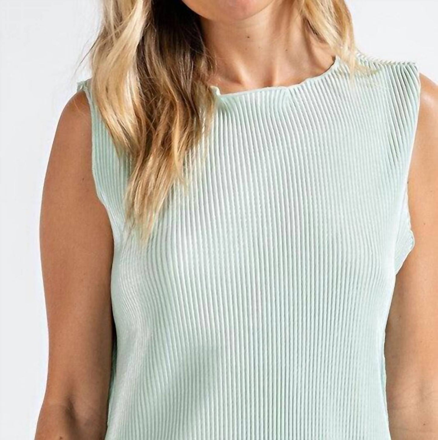 143 Story - Peyton Pleated Sleeveless High Neck Top