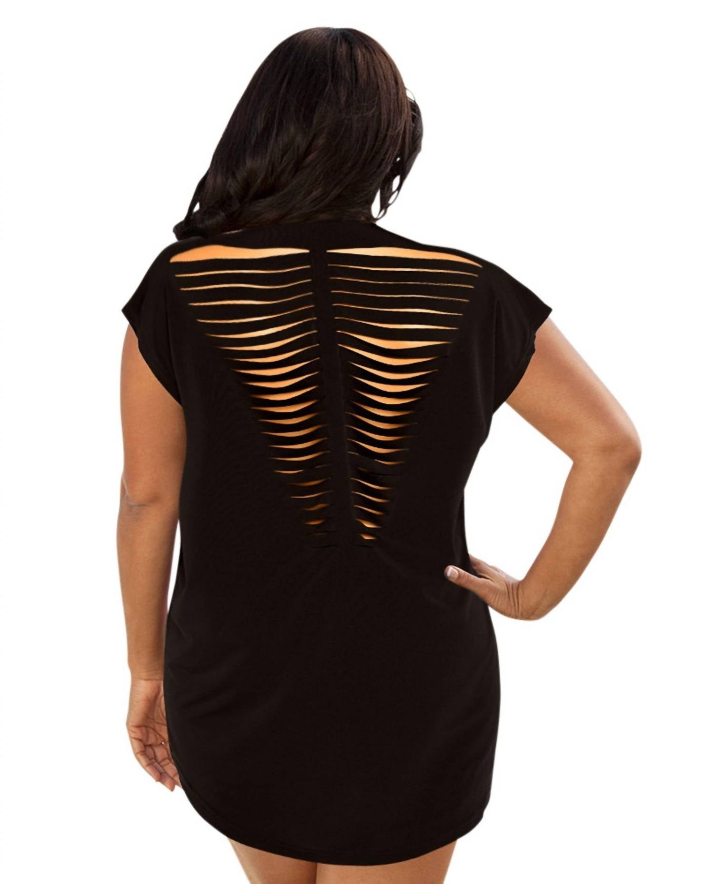 Always For Me - Plus Size Jersey Cut Out Cover Up Dress
