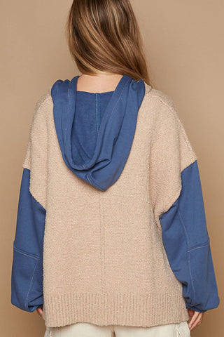 Pol - FLOWER PATTERN HOODED TOP