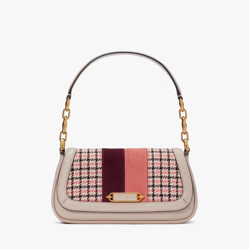 Kate Spade Gramercy Small Plaid Twill Racing Stripe Shoulder Bag