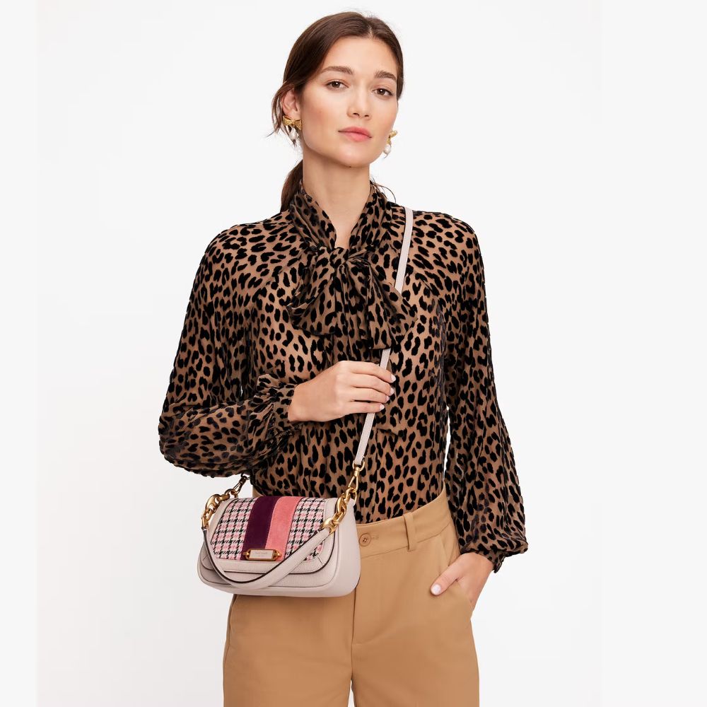 Kate Spade Gramercy Small Plaid Twill Racing Stripe Shoulder Bag