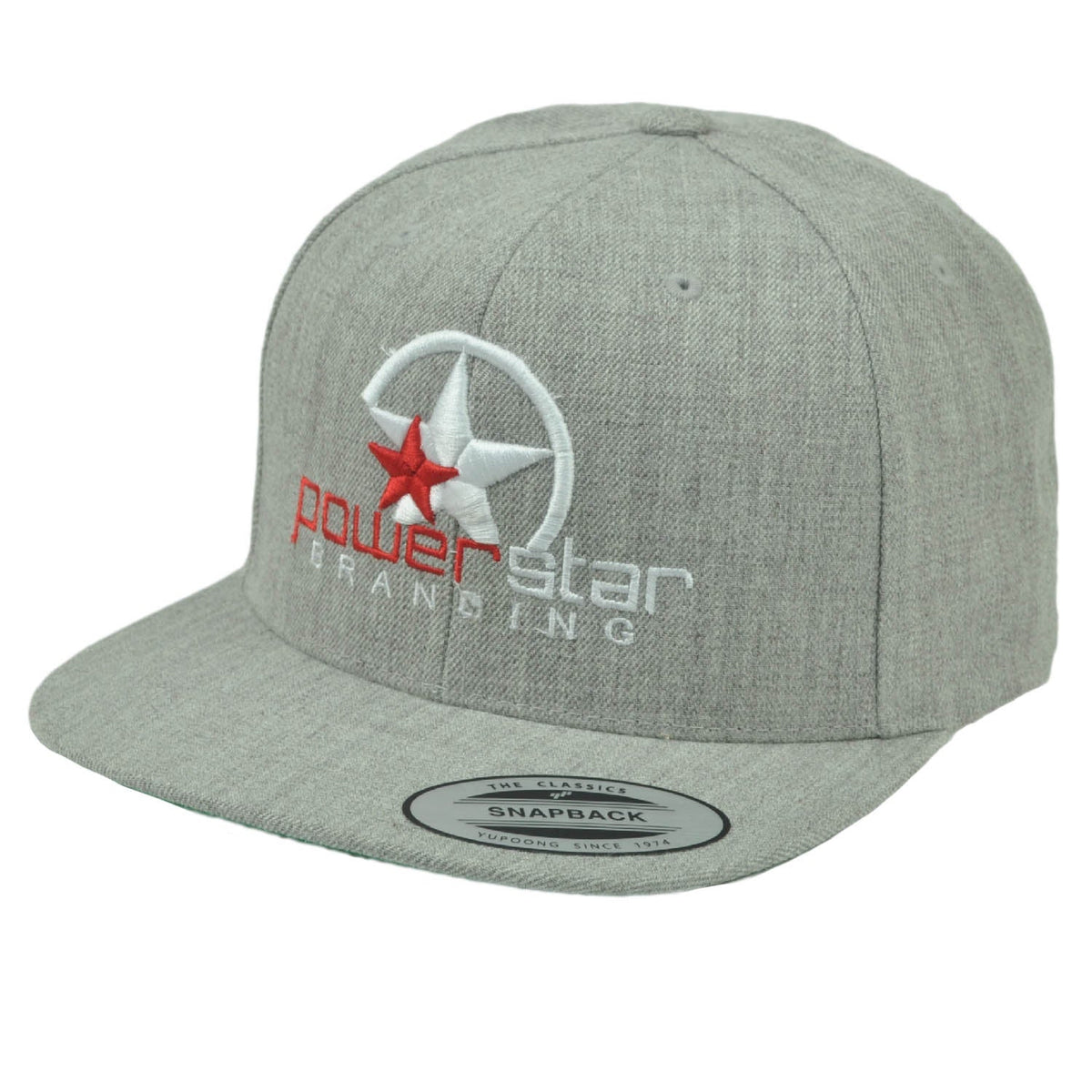 Power Star Branding Logo PBS Flat Bill Snapback Hat Cap Gray Headgear Sports
