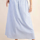 Kori - Rayon Striped Lined Midi Skirt a/ Smocked Waist