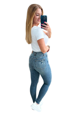 Judy Blue - Alba Distressed Hem Skinny Jeans