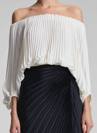 A.L.C. - Sienna Satin Pleated Off Shoulder Top