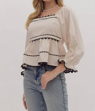 Entro - Wren Babydoll Top With Ric Rac Trim