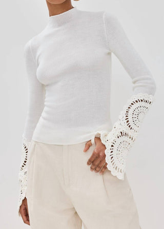 Aje. - Mosaic Crochet Detail Knit Top