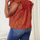 Double Take - Floral Flutter Sleeve Notched Neck Blouse
