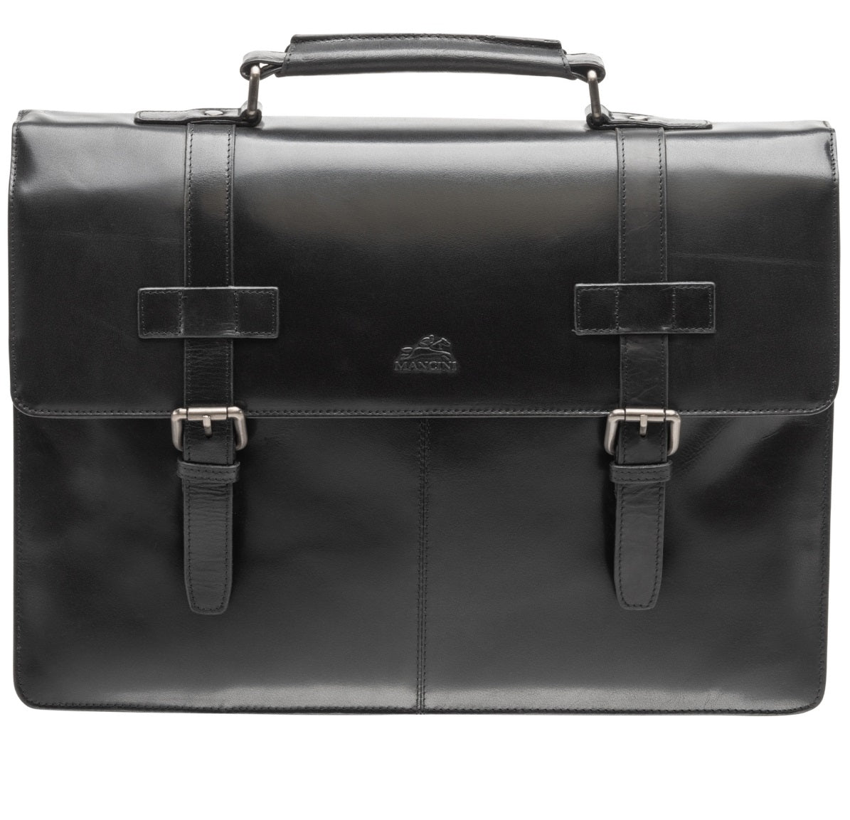 Mancini Men's Buffalo Collection Double Compartment Briefcase Black Size Regular