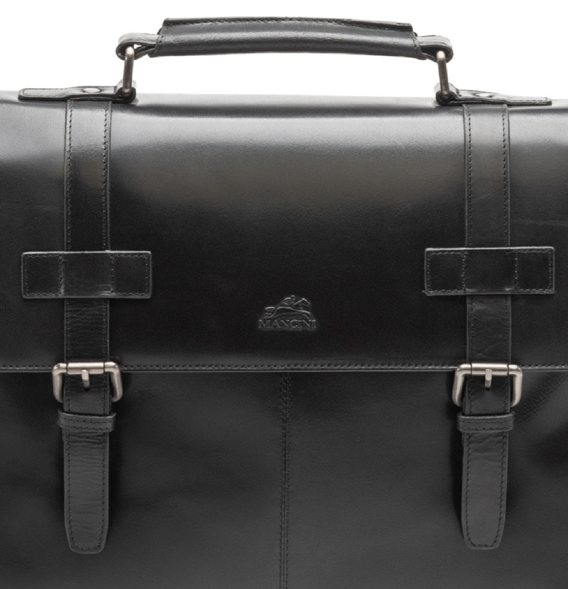 Mancini Men's Buffalo Collection Double Compartment Briefcase Black Size Regular